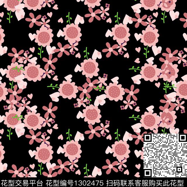 花卉满版散花大牌风传统印花华亿平台下载（图片编号: 1302475） - 瓦栏（Walan）