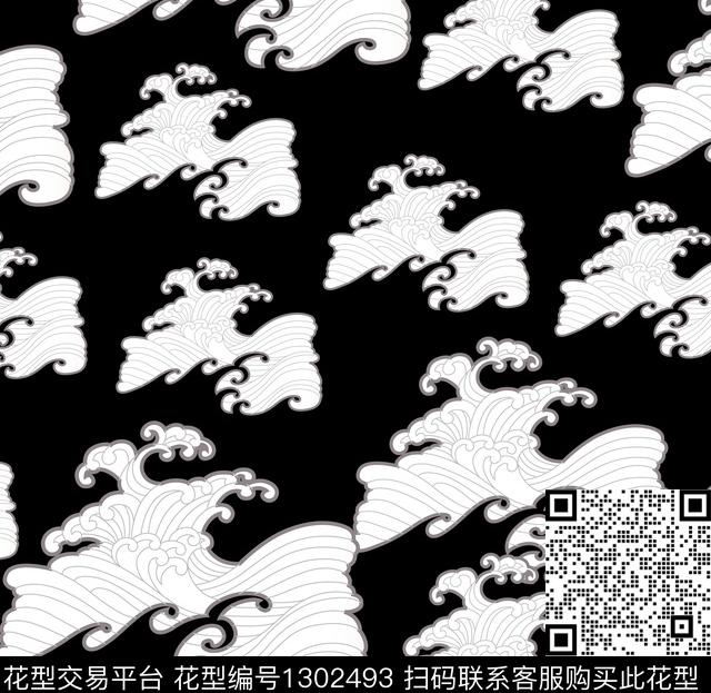 黑白华亿平台欧美传统印花华亿平台下载（图片编号: 1302493） - 瓦栏（Walan）