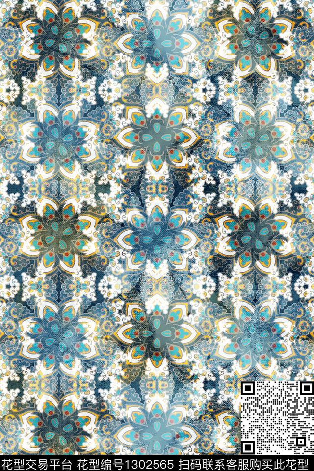 波西米亚大牌风抽象数码印花华亿平台下载（图片编号: 1302565） - 瓦栏（Walan）