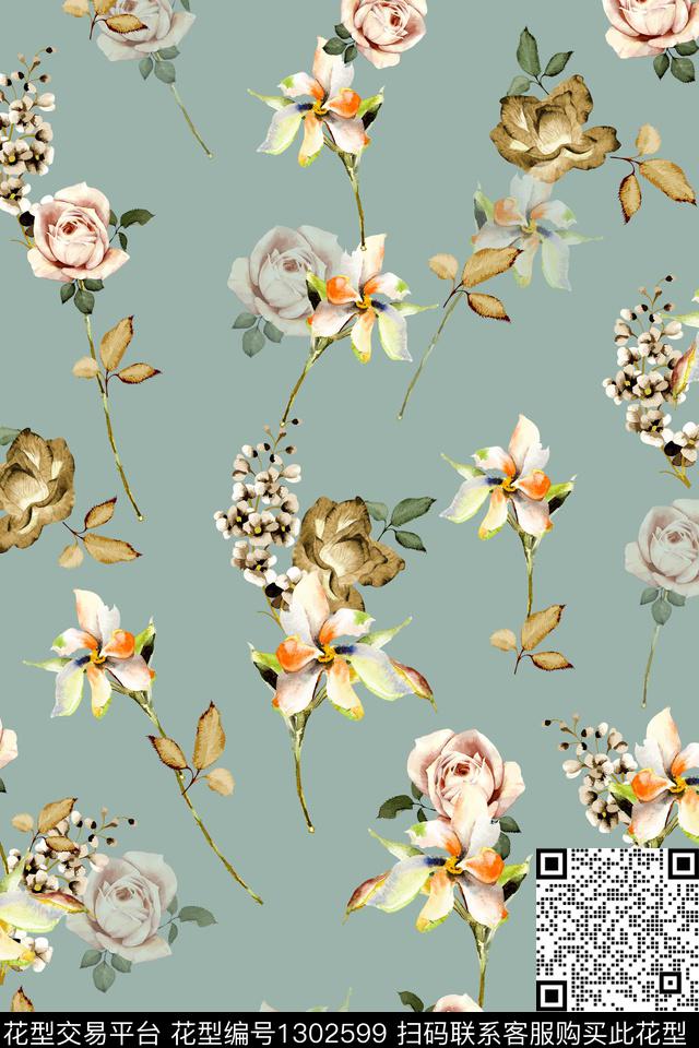 清爽小碎花满版散花数码印花华亿平台下载（图片编号: 1302599） - 瓦栏（Walan）