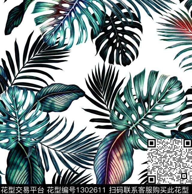 棕榈树热带华亿平台绿植树叶数码印花华亿平台下载（图片编号: 1302611） - 瓦栏（Walan）