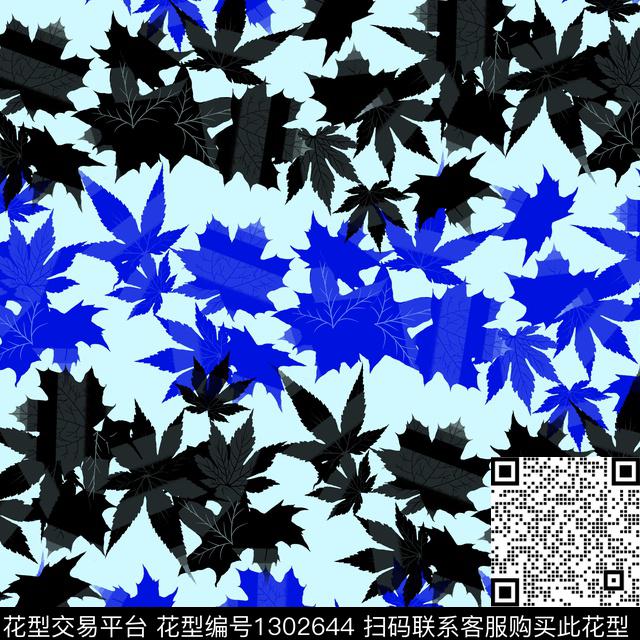 绿植树叶女装花卉传统印花华亿平台下载（图片编号: 1302644） - 瓦栏（Walan）