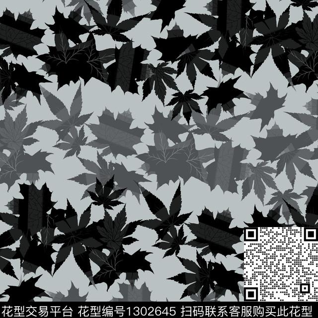 绿植树叶女装花卉传统印花华亿平台下载（图片编号: 1302645） - 瓦栏（Walan）