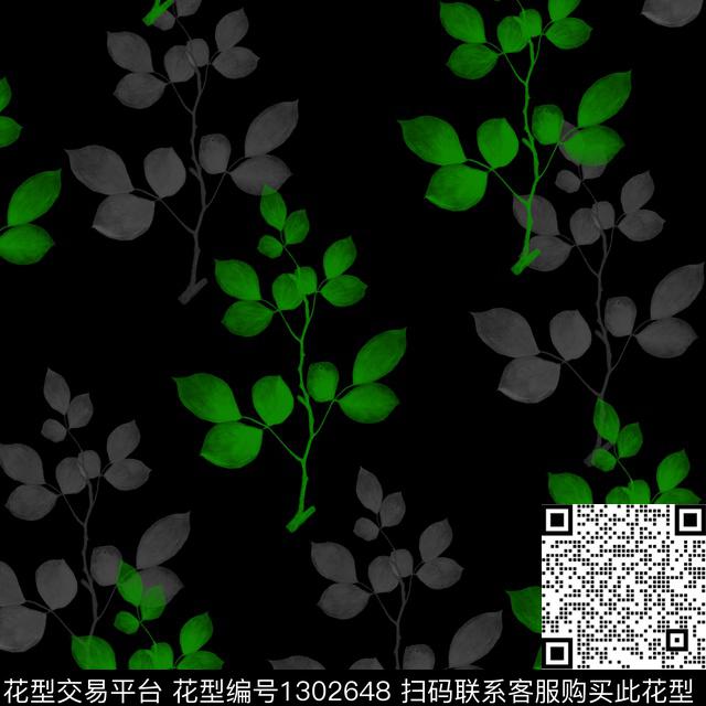 绿植树叶女装满版散花传统印花华亿平台下载（图片编号: 1302648） - 瓦栏（Walan）