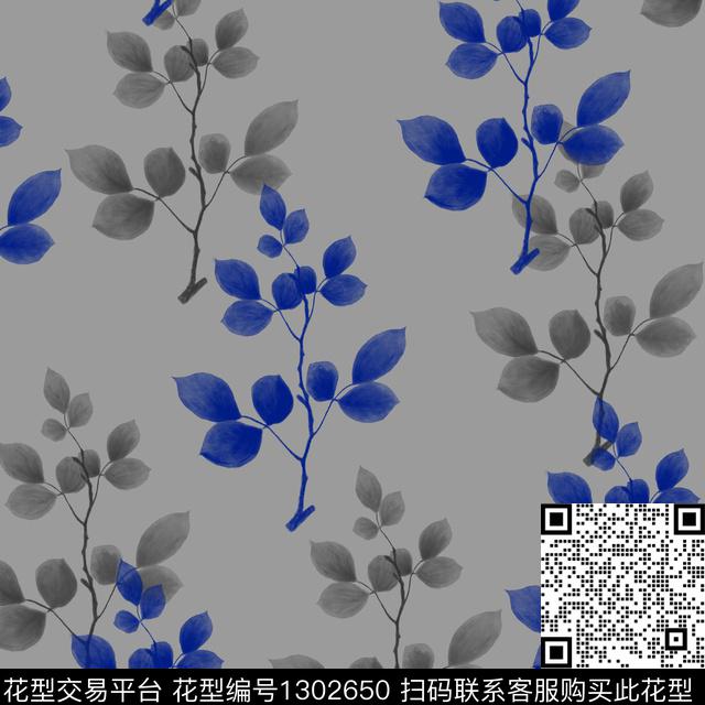 绿植树叶女装满版散花传统印花华亿平台下载（图片编号: 1302650） - 瓦栏（Walan）