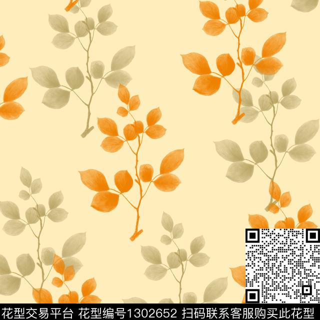 绿植树叶女装满版散花传统印花华亿平台下载（图片编号: 1302652） - 瓦栏（Walan）