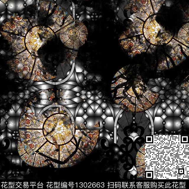 几何壁画抽象男装数码印花华亿平台下载（图片编号: 1302663） - 瓦栏（Walan）