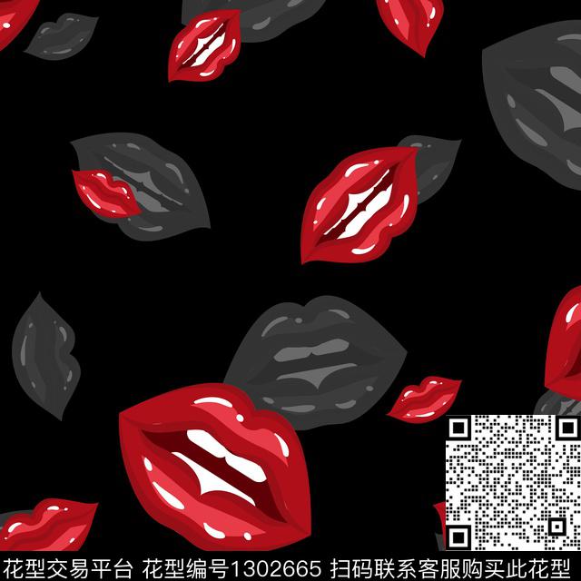 嘴唇女装抽象男装传统印花华亿平台下载（图片编号: 1302665） - 瓦栏（Walan）