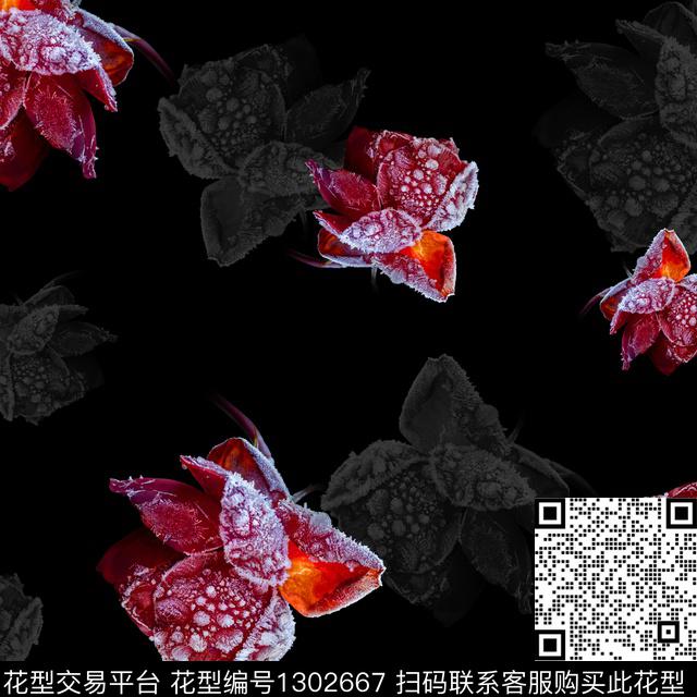 女装花卉满版散花数码印花华亿平台下载（图片编号: 1302667） - 瓦栏（Walan）