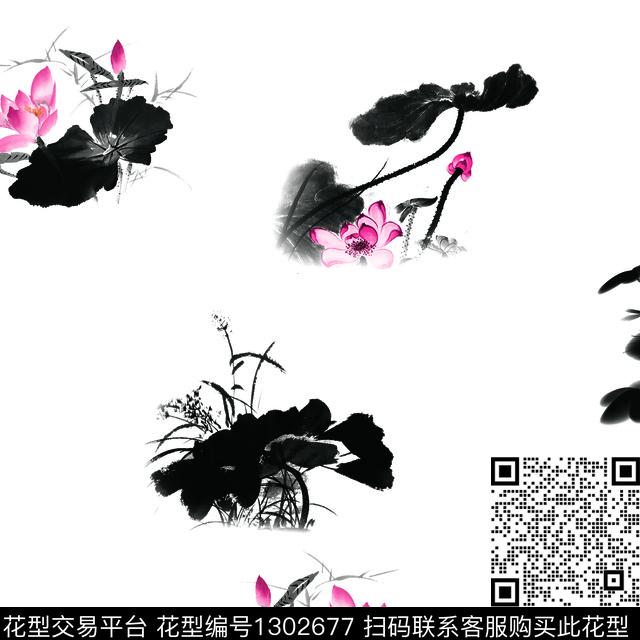 荷花女装男装传统印花华亿平台下载（图片编号: 1302677） - 瓦栏（Walan）