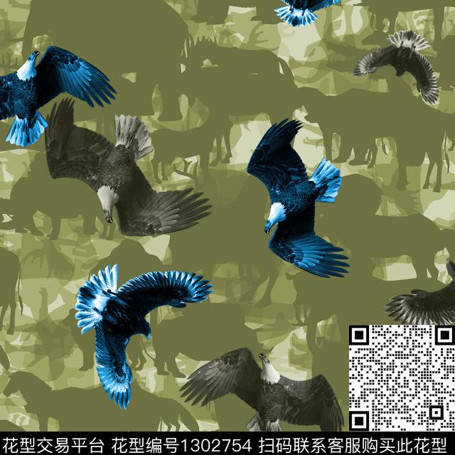 女装动物抽象男装数码印花华亿平台下载（图片编号: 1302754） - 瓦栏（Walan）