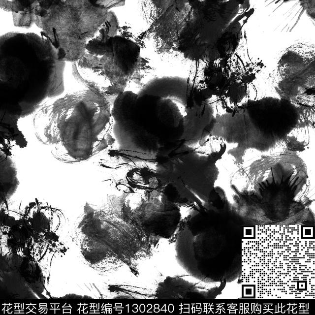 几何黑白华亿平台水墨风数码印花华亿平台下载（图片编号: 1302840） - 瓦栏（Walan）