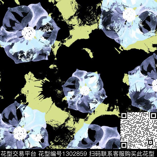 女装抽象男装手绘花卉数码印花华亿平台下载（图片编号: 1302859） - 瓦栏（Walan）