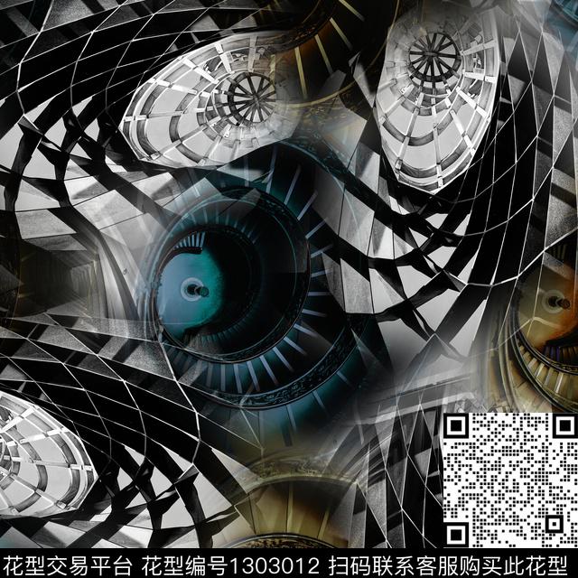 漩涡几何女装数码印花华亿平台下载（图片编号: 1303012） - 瓦栏（Walan）