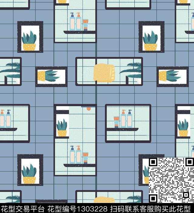 格子花卉卡通数码印花华亿平台下载（图片编号: 1303228） - 瓦栏（Walan）