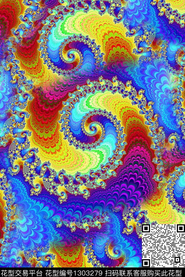 炫彩大牌风抽象数码印花华亿平台下载（图片编号: 1303279） - 瓦栏（Walan）