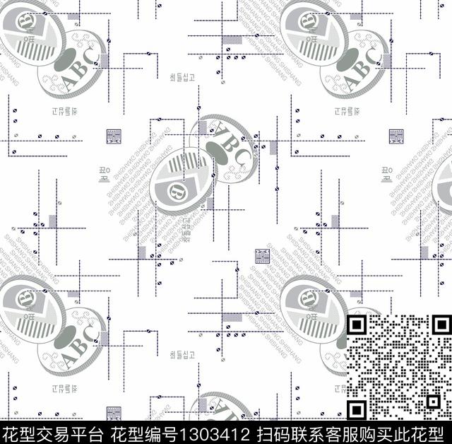 几何格子男装满版花传统印花华亿平台下载（图片编号: 1303412） - 瓦栏（Walan）