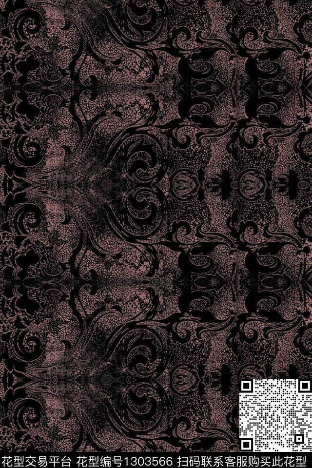 复古抽象男装大牌风数码印花华亿平台下载（图片编号: 1303566） - 瓦栏（Walan）