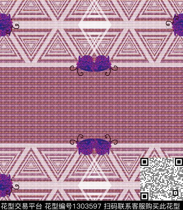 几何线条画抽象数码印花华亿平台下载（图片编号: 1303597） - 瓦栏（Walan）