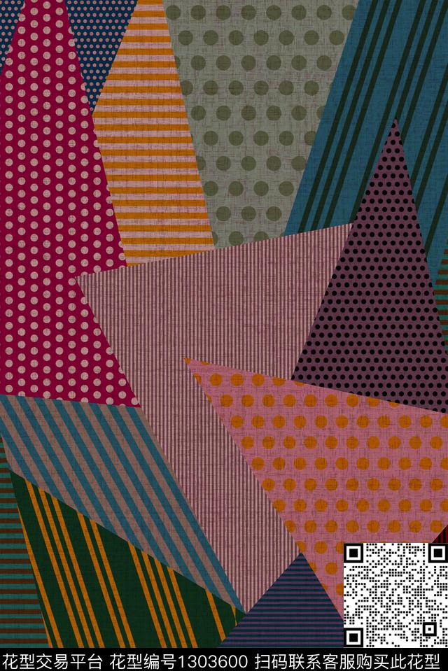 几何真丝混合拼接数码印花华亿平台下载（图片编号: 1303600） - 瓦栏（Walan）