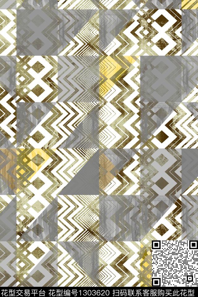 几何大牌风抽象数码印花华亿平台下载（图片编号: 1303620） - 瓦栏（Walan）