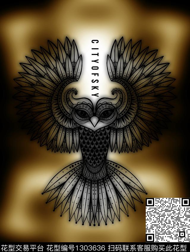 鸟字母复古传统印花华亿平台下载（图片编号: 1303636） - 瓦栏（Walan）