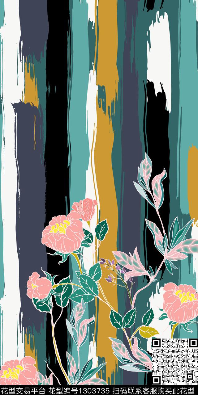 女装定位花女装花卉数码印花华亿平台下载（图片编号: 1303735） - 瓦栏（Walan）