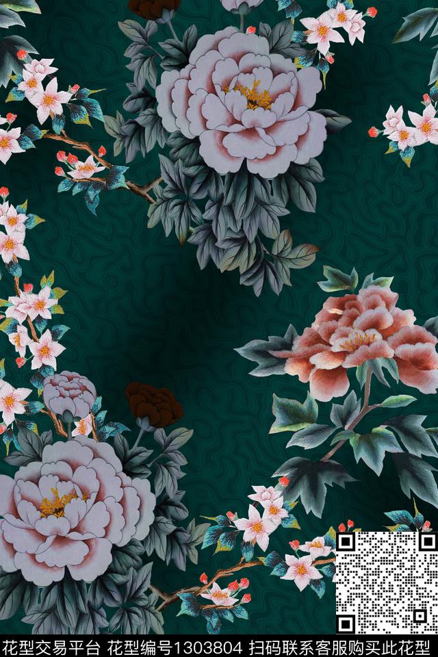 香云纱中国风复古旗袍华亿平台数码印花华亿平台下载（图片编号: 1303804） - 瓦栏（Walan）