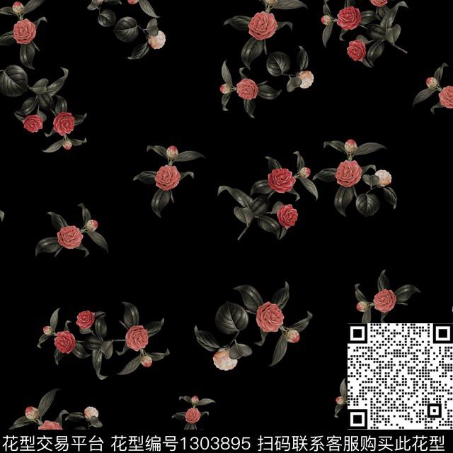 花卉大牌风小碎花数码印花华亿平台下载（图片编号: 1303895） - 瓦栏（Walan）