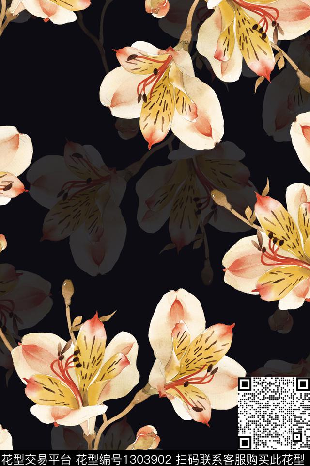 绿植树叶花卉大牌风数码印花华亿平台下载（图片编号: 1303902） - 瓦栏（Walan）