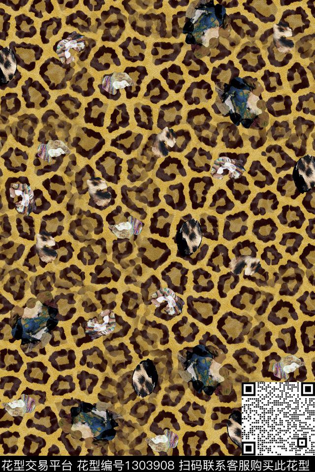 豹纹动物大牌风数码印花华亿平台下载（图片编号: 1303908） - 瓦栏（Walan）