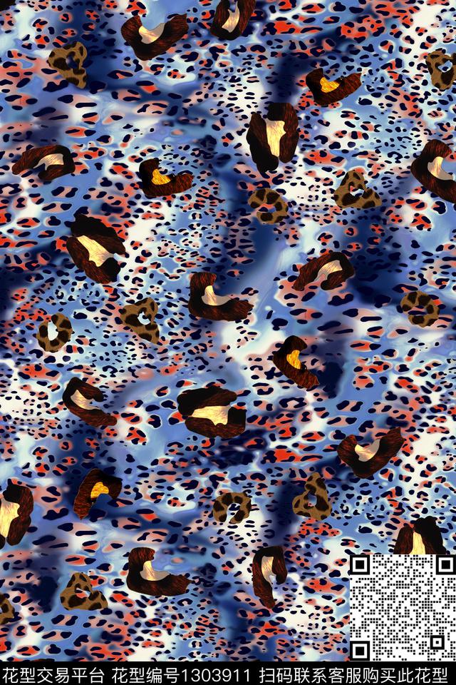 豹纹动物大牌风数码印花华亿平台下载（图片编号: 1303911） - 瓦栏（Walan）