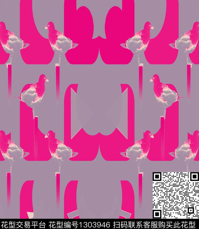 几何动物抽象数码印花华亿平台下载（图片编号: 1303946） - 瓦栏（Walan）