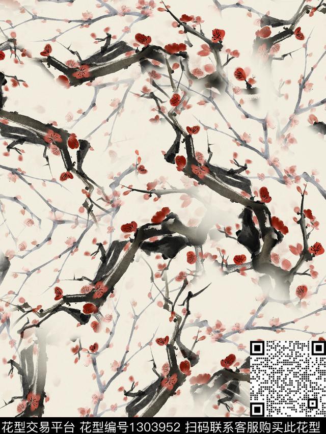 旗袍桃花小碎花数码印花华亿平台下载（图片编号: 1303952） - 瓦栏（Walan）