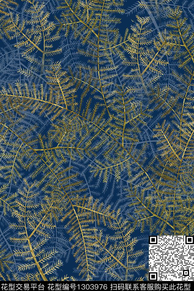绿植树叶女装花卉数码印花华亿平台下载（图片编号: 1303976） - 瓦栏（Walan）