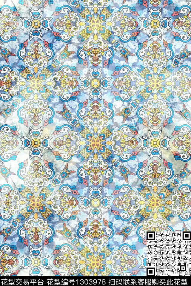 波西米亚大牌风休闲数码印花华亿平台下载（图片编号: 1303978） - 瓦栏（Walan）