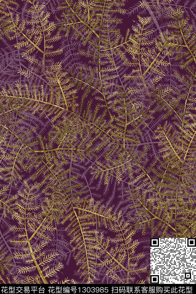 绿植树叶女装花卉数码印花华亿平台下载（图片编号: 1303985） - 瓦栏（Walan）