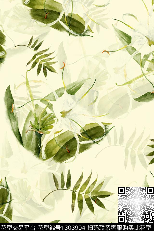 素雅水彩元素原创大牌数码印花华亿平台下载（图片编号: 1303994） - 瓦栏（Walan）