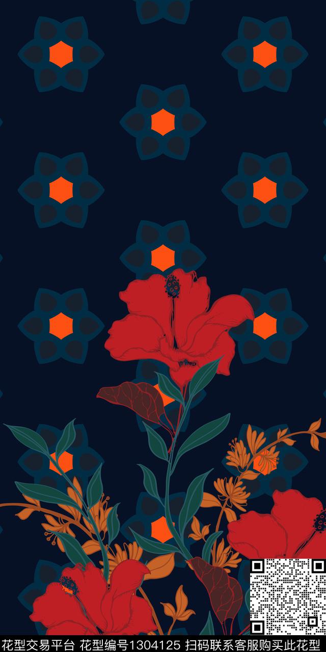 女装定位花女装花卉数码印花华亿平台下载（图片编号: 1304125） - 瓦栏（Walan）