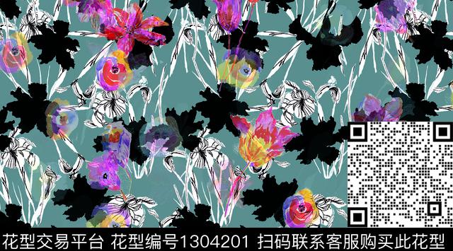 数码华亿平台女装大牌风数码印花华亿平台下载（图片编号: 1304201） - 瓦栏（Walan）