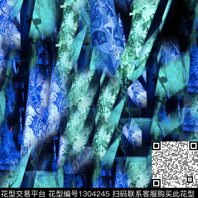 笔触男装大牌风数码印花华亿平台下载（图片编号: 1304245） - 瓦栏（Walan）