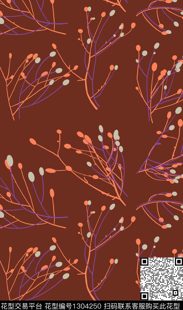 连衣裙绿植树叶传统印花华亿平台下载（图片编号: 1304250） - 瓦栏（Walan）