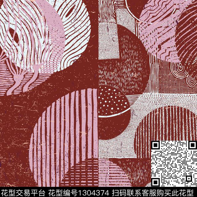 几何大牌风抽象传统印花华亿平台下载（图片编号: 1304374） - 瓦栏（Walan）