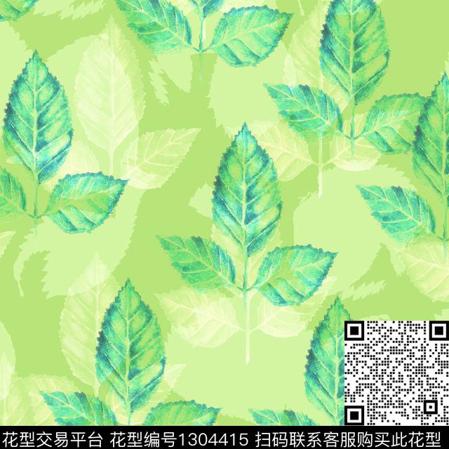 肌理绿植树叶女装数码印花华亿平台下载（图片编号: 1304415） - 瓦栏（Walan）