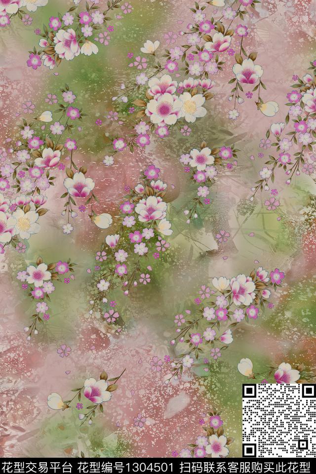 时尚油画华亿平台纹理数码印花华亿平台下载（图片编号: 1304501） - 瓦栏（Walan）