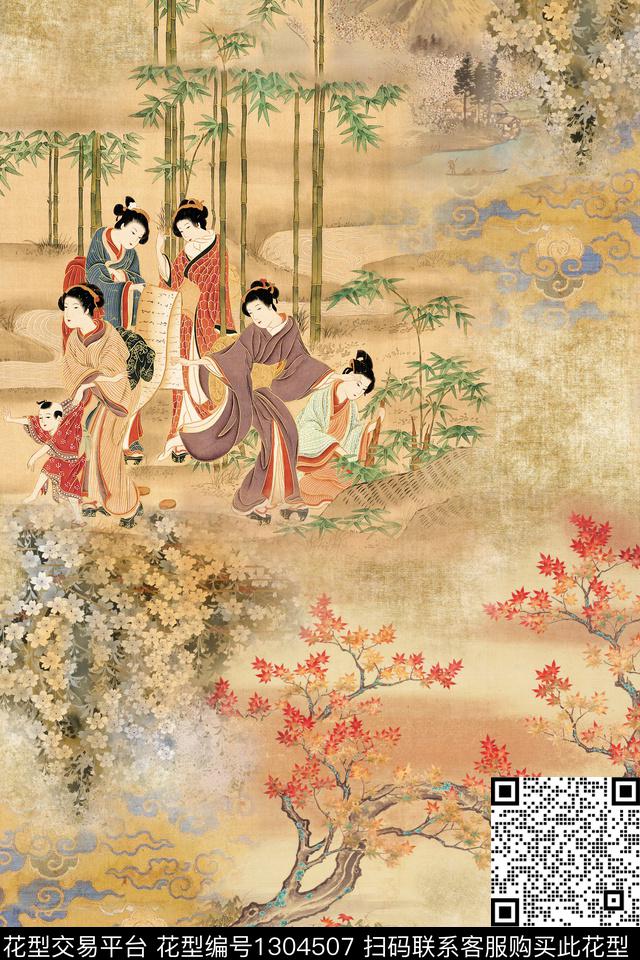 时尚油画华亿平台纹理数码印花华亿平台下载（图片编号: 1304507） - 瓦栏（Walan）