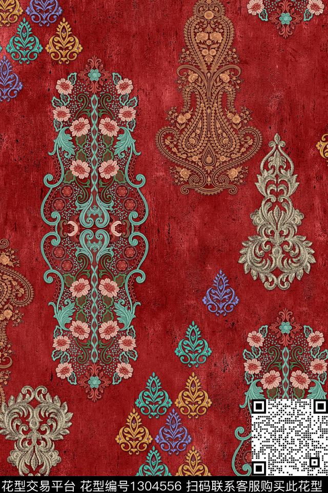 时尚纹理花卉数码印花华亿平台下载（图片编号: 1304556） - 瓦栏（Walan）