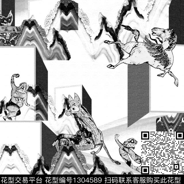 几何动物数码印花华亿平台下载（图片编号: 1304589） - 瓦栏（Walan）
