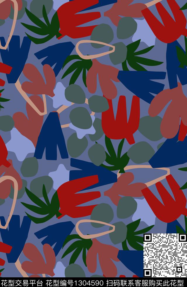 几何抽象卡通传统印花华亿平台下载（图片编号: 1304590） - 瓦栏（Walan）