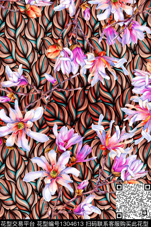 花卉中老年数码印花华亿平台下载（图片编号: 1304613） - 瓦栏（Walan）